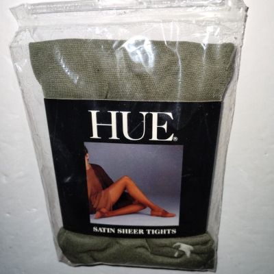 Hue Sheer Satin Tights #4250 Drab Army Green Tint One Size 5' - 5' 10